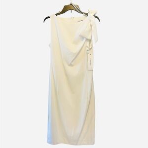 Calvin Klein Sleeveless White Dress with Bowed Sleeve